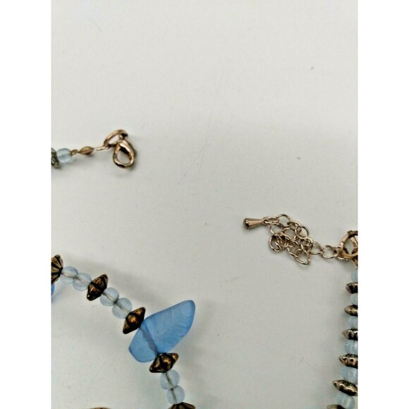 Handstrung Parure Ice Blue Acrylic Necklace, Bracelet & Earrings Set  Metal Bead - Picture 7 of 12